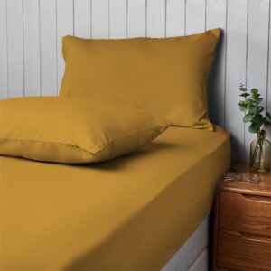 Silentnight Supersoft Fitted Sheet & Pillowcase - Ochre