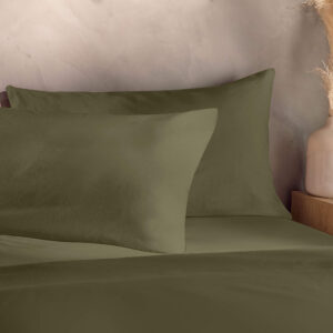 Silentnight Washed Cotton Rich Sage Pillowcase Pair