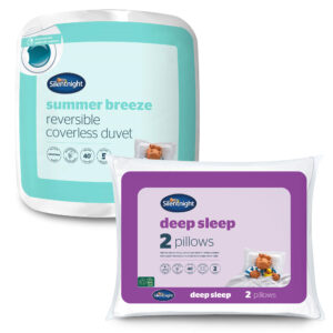 Silentnight Coverless 2.5 Tog Duvet & Deep Sleep Pillow Pair Bundle - Blue/Grey