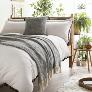 Cosmo Living by Cosmopolitan Tassel Duvet Set & Geometric Throw and Cushion Bundle